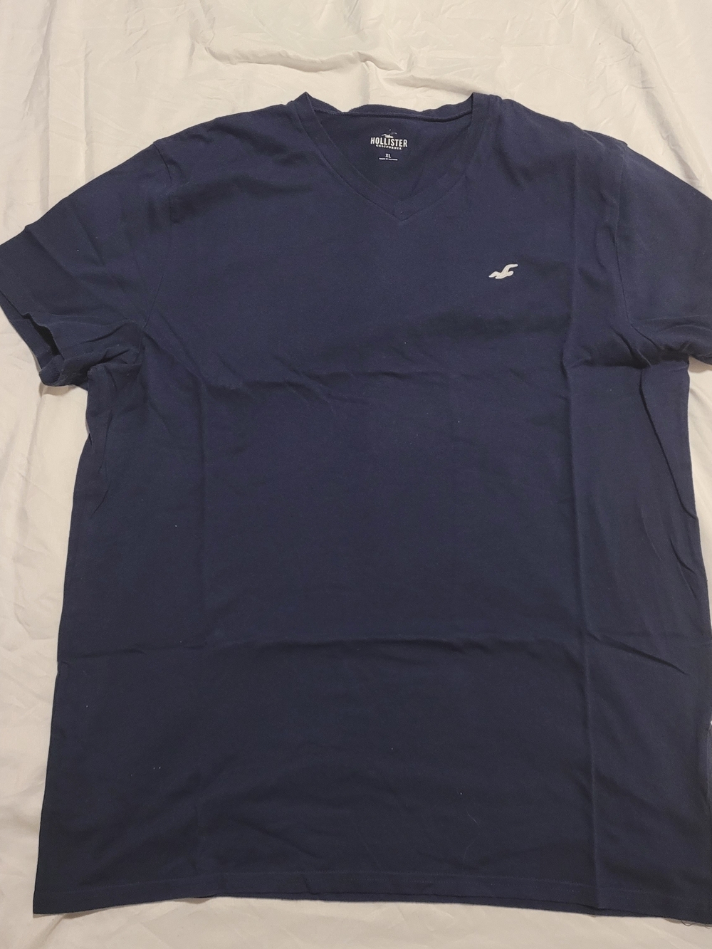 Hollister Men's Short Sleeve V-Neck Tee in Navy Blue